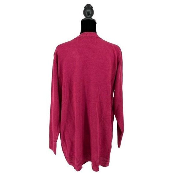 Listicle Womens Knit Open Front Long Sleeve Tunic Cardigan Magenta Medium NWT - Picture 5 of 8